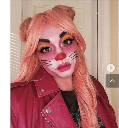 Pink Panther Face Paint, Costume Ideas With Pink Hair, Pink Panther Halloween Costume Women, Pink Panther Makeup Halloween, Pink Hair Characters Halloween, Pink Panther Makeup, Kostüm Pink, Panther Halloween Costume, Pink Panther Costume