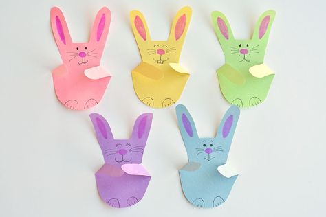 Handprint Butterfly, Babysitting Crafts, Pink Marker, Paper Bunny, Construction Paper Crafts, Fun Easter Crafts, Easy Easter Crafts, Handprint Crafts, Bunny Crafts