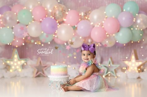 1st Birthday Girl Theme, Rainbow Smash Cakes, Jersey Cake, Theme Pastel, Cake Smash Theme, Smash Cakes, Smash Cake Girl, 1st Birthday Girl, Paris Birthday