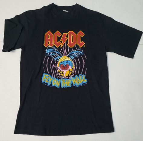 VINTAGE AC/DC FLY On The Wall 1986 Black European Tshirt Band Tee Sz XL $89.97 - PicClick Punk 90s, Garage Man Cave, Fly On The Wall, Punk Rock Bands, Rock N Roll Music, Music Tees, Rock Concert, Vintage Band, Tour T Shirts