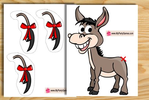 Pin the Tail on Donkey Game { Free Printable } Party Games Indoor, Indoor Party Games, Games Indoor, Toddler Party Games, Birthday Games For Kids, Indoor Birthday Parties, Pin The Tail, Indoor Birthday, Indoor Kids