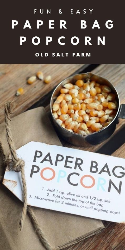 Paper Bag Popcorn #popcorn #popcornrecipes #microwavepopcorn #popcornideas #popcorngifts #partyfavors #popcornkernels #gameday #gamedayrecipes #gamedayfood #gamedaypopcorn Paper Bag Popcorn, Thanksgiving Plates, Popcorn Gift, Diy Labels, Popcorn Recipes, Edible Gifts, Brown Paper Bag, Jar Gifts, Food Gifts