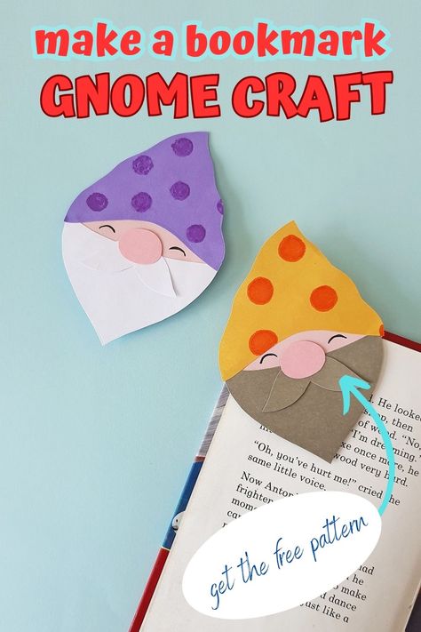 Gnomes Reading Books, Origami Gnome Instructions, Gonk Crafts For Kids, Gnome Kids Craft, Corner Bookmarks Diy Free Printable, Printable Corner Bookmarks, Gnome Crafts For Kids, Gnome Bookmarks, Elementary School Lesson Plans