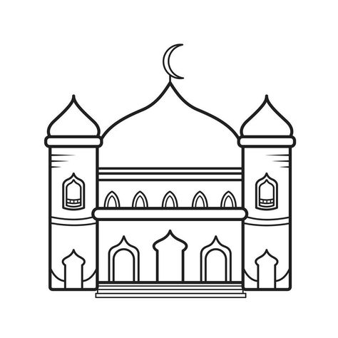 Masjid Drawing Simple, Masjid Drawing, Minimalist Cartoon, Illustration Outline, Background Simple, Heart Tree, Cityscape Photos, Heart With Arrow, Background Banner