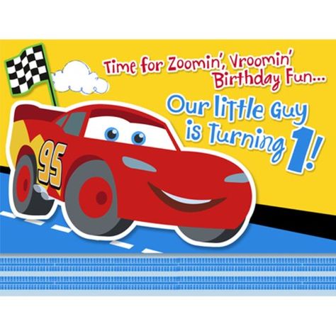 Disney/Pixar Cars 1st Birthday Champ Party Invitations 8 Pack - Listing price: $4.19 Now: $3.00 Cars First Birthday Party, Disney 1st Birthday, Cars First Birthday, Cars 1st Birthday, Car Birthday Party Invitations, Cars Invitation, Birthday Banner Template, Cars Birthday Invitations, Disney Cars Birthday