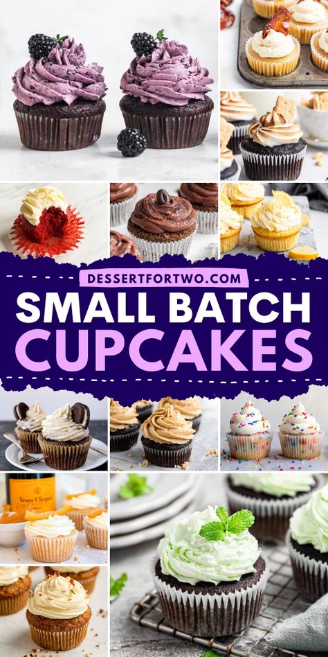 Looking for delicious desserts to make at home? This collection of Small Batch Cupcakes recipes includes vanilla cupcakes, chocolate cupcakes, lemon cupcakes, carrot cake cupcakes, and more! You have to try these simple sweet treats! Base Cupcake Recipe, Cupcake Recipes For 12 Cupcakes, Recipe For One Cupcake, Tasty Cupcakes Recipes, Flavors Of Cupcakes, Unique Flavor Cupcakes, Mollys Cupcakes Recipe, How To Make Mini Cupcakes, Cupcake Wars Recipes