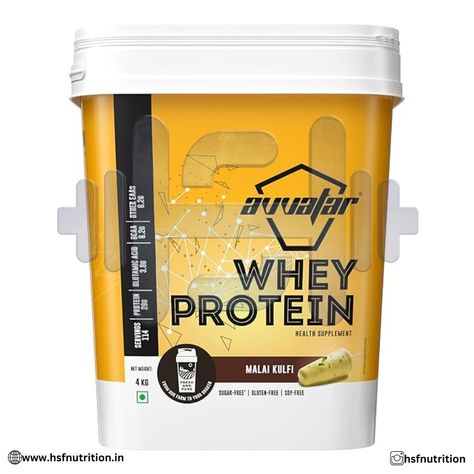 AVVATAR WHEY PROTEIN - 4KG, Malai Kulfi, 28 GM Protein | Isolate & Concentrate Blend Order Now- @hsfnutrition #hsfnutrition.in #hsfnutrition https://www.hsfnutrition.in Malai Kulfi, Gluten Free Sugar Free, Isolate Protein, Whey Protein, Soy Free, Health Supplements, Sugar Free, Gluten Free