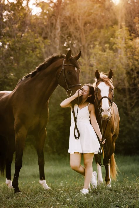 Iowa summer equestrian photography session with Vera and her horses for her senior portraits at the barn | photos by traveling equine photographer, Tisha Pol Photography Equestrian Photography Ideas, Horse And Person Photography, Photography Poses With Horses, Pictures With Horses Photography Ideas, Senior Photos With Horses, Senior Horse Photography, Horse Portrait Photography, Horse And Rider Photography, Twin Senior Pictures