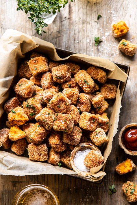 Baked Sweet Potato Parmesan Tater Tots | halfbakedharvest.com #sweetpotatoes #healthy #easyrecipes #gameday #tatertots Half Baked Harvest Sweet Potato, Parmesan Tater Tots, Sweet Potato Parmesan, Potato Parmesan, Sweet Potato Tater Tots, Sweet Potato Tots, Half Baked Harvest Recipes, Potato Tots, Harvest Recipes