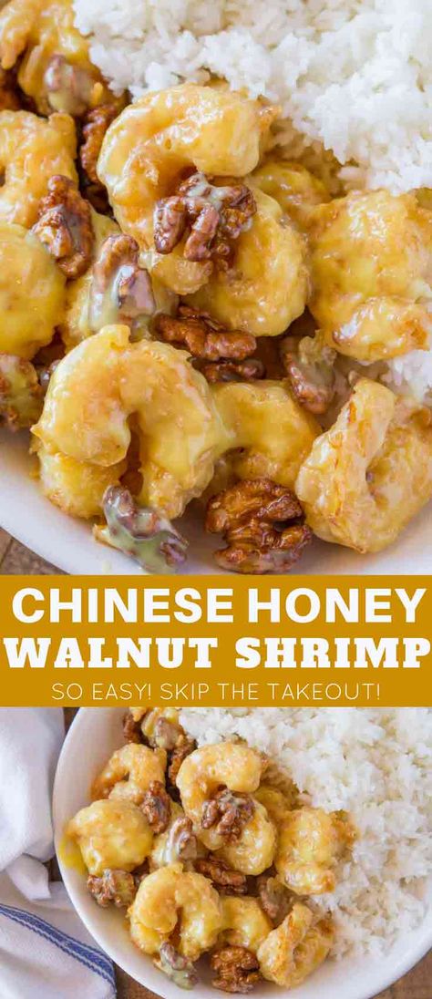 Honey Walnut Shrimp made just like your favorite takeout restaurant with the sweet honey sauce, whole walnuts and crispy fried shrimp! | #chinesefood #chineserecipes #shrimp #dinnerthendessert #shrimprecipes #takeout #chinesecopycat #pandaexpress #easyrecipes #copycat #copycatrecipes Crispy Fried Shrimp, Walnut Shrimp, Authentic Chinese Recipes, Honey Walnut, Mapo Tofu, Honey Walnut Shrimp, Shrimp Dinner, Honey Sauce, Shrimp Recipes For Dinner