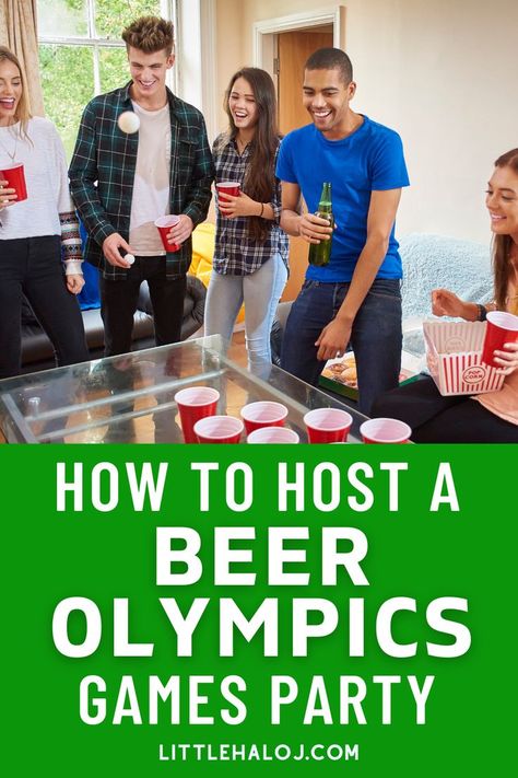 Beer Pong Ideas Drinking Game, Best Drinking Games Parties, Bar Challenge Games, Olympic Style Games Party Ideas, Beer Fest Games, At Home Olympic Games For Adults, Lawn Drinking Games, Active Drinking Games, Drinking Outdoor Games