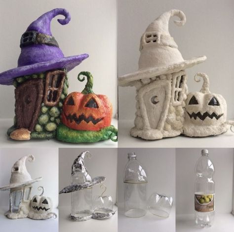 Halloween Fairy House, Clay Houses Diy, Bottle Fairy House, Hay Bale Art, Halloween Decor Diy, Fairy House Crafts, Clay Fairy House, Halloween Clay, Famous Characters