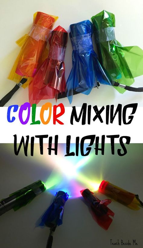 Color Mixing with Lights with a printable worksheet set! This is an easy STEM experiment that combines science and technology. Do you know the primary colors of light? Vetenskapliga Experiment, Science Experience, Easy Stem, Stem Experiments, Light Science, Light Activities, Kids Light, Kid Experiments, Light Study