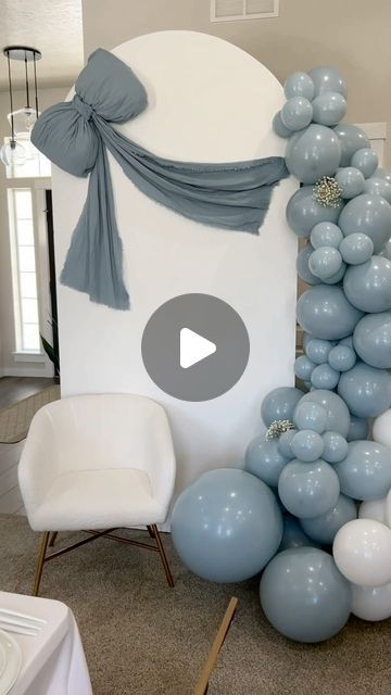 Blue Bridal Shower Balloon Arch, Something Blue Themed Party, Blue And White Bridal Shower Ideas, Something Blue Before I Do, Something Blue Bridal Shower Ideas, Blue Bridal Shower Ideas, Blue Bridal Shower Decorations, Bridal Shower Inspo, Simple Bridal Shower