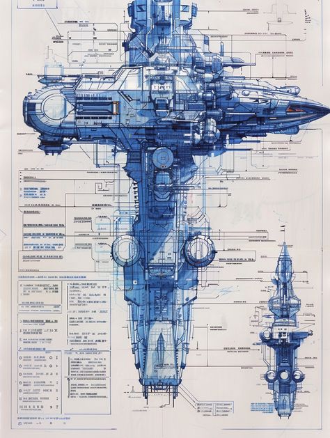 Futuristic Sci-Fi Huge Spacecraft Blueprint Sci Fi Blueprints, Detailed Sketches, Makoto Shinkai, Inspirational Digital Art, Space Cowboys, Healing Plants, Sci Fi Art, Medicinal Plants, Spacecraft