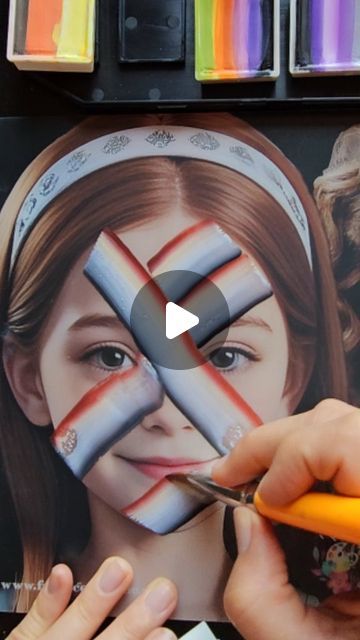 Paint a mummy design with this split cake! Mummy Face Paint Kids, Mummy Face Paint, Egyptian Mummy Makeup, Mummy Marble Painting, Split Cake Face Painting, Face Painting Brush Strokes, Faces Practice, Egyptian Cat Mummy, Mummy Wrap