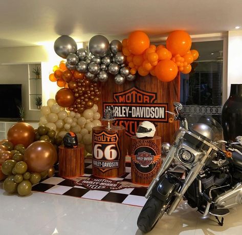 Harley Davidson Party Theme, Harley Davidson Baby Shower, Harley Davidson Birthday, Motorcycle Party, Motorcycle Birthday, Harley Davidson Wedding, Grown Up Parties, Birthday Party Theme Decorations, Cowboy Birthday