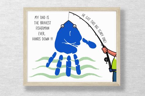 Fisherman Craft, Fish Handprint, Daycare Art, Handprint Printable, Footprint Keepsake, Handprint Gifts, O Fish Ally, Birthday Keepsakes, First Fathers Day Gifts