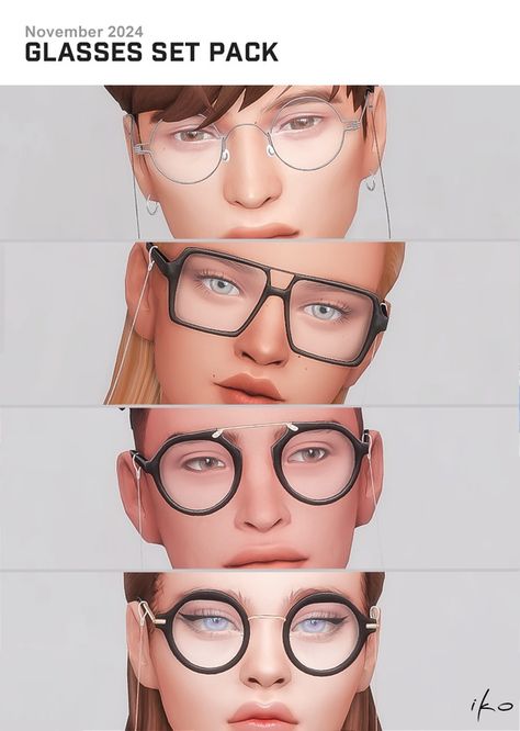 Glasses Set Pack | Patreon Glasses Cc Sims 4, Sims 4 Cc Glasses, Goth Sims 4, Sims 4 Jewelry, Sims Jewelry, Mods Ts4, Sims Accessories, Sims Download, Sims 4 Cheats