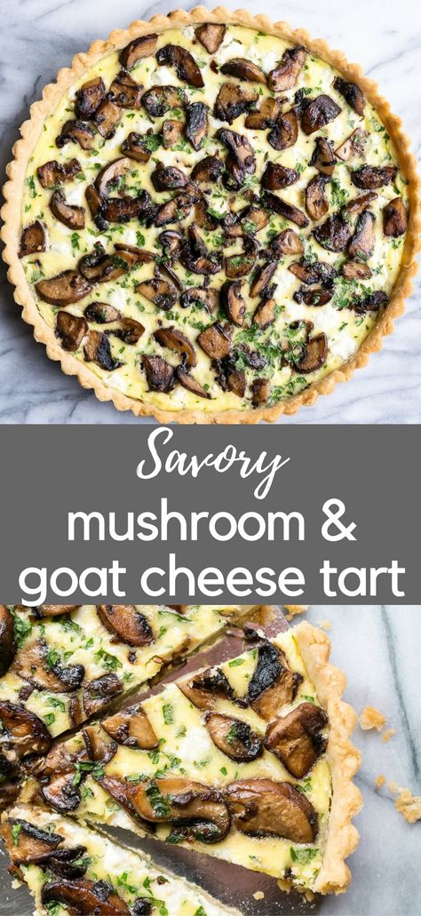 Crimini Mushroom and Goat Cheese Tart - Recipe by Cooks and Kid Savory Tartes, Appetizer Tarts, Mushroom Goat Cheese, Peanut Tofu, Savory Tarts, Creamy Goat Cheese, Goat Cheese Tart, Cheese Tart, Goat Cheese Recipes