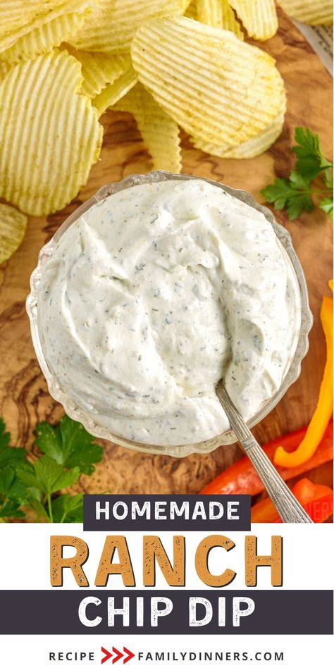 Easy Homemade Ranch Dip Recipe Easy Ranch Dip, Homemade Chip Dip, Easy Homemade Ranch, Dip For Potato Chips, Ranch Seasoning Recipes, Chips Potato, Chip Dip Recipes, Homemade Ranch Dip, Ranch Dip Recipe