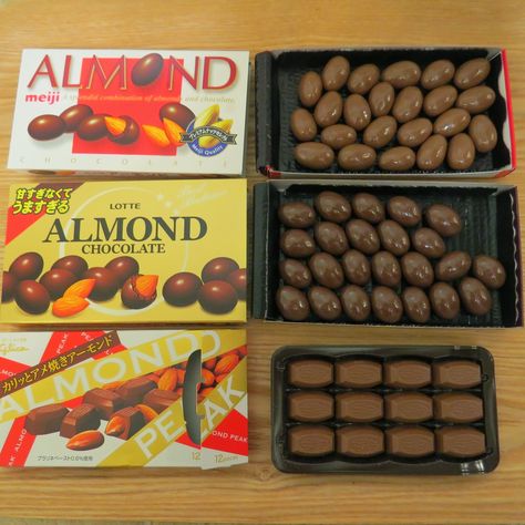 Japanese Almond Chocolate - Meiji, Lotte and Glico | It has grown on me! Meiji Chocolate, Panda Cookies, Japanese Candy Snacks, Japanese Chocolate, Almond Chocolate, Chocolate Covered Almonds, Amazing Food Art, Ice Cream Candy, Healthy Groceries