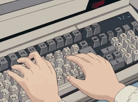 Typing Gif, Studying Gif, Kapten Marvel, Tech Aesthetic, Anime Hands, Only Yesterday, Keyboard Typing, Retro Anime, Banner Gif