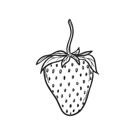 Strawberry Line Drawing, Strawberry Line Art, Botanical Outline, Monochrome Drawing, Outline Illustration, Artistic Style, Mini Drawings, Line Illustration, Art Sketch