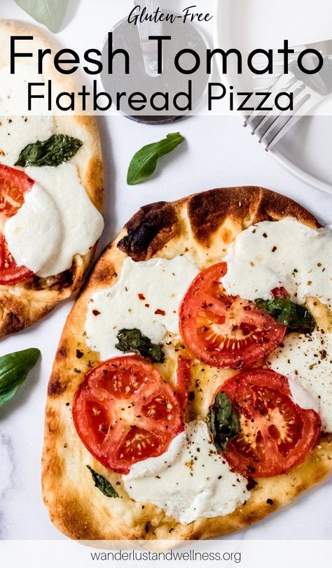 This tomato basil mozzarella flatbread pizza is a delicious gluten-free pizza option for your fresh summer farmers market produce. #farmersmarketrecipes #freshproduce #flatbreadpizza #glutenfreerecipes #freshtomatoes Tomato Mozzarella Flatbread, Tomato Basil Flatbread, Tomato Basil Mozzarella Pizza, Roasted Tomato Flatbread, Gluten Free Flatbread Pizza, Mozzarella Flatbread, Colorectal Surgery, Fresh Mozzarella Pizza, Tomato Flatbread