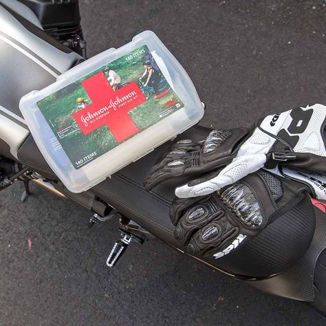 Motorcyclist First-Aid Kit Essentials | Motorcyclist First Aid Car Kit, Sports First Aid Kit, Motorcycle Essentials, Motorcycle Tool Kit, Horse First Aid Kit, Diy First Aid Kit, Sports Tape, Motorcycle Safety, Diy Motorcycle