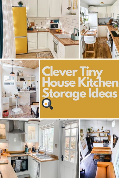 Maximize every inch of your tiny house kitchen with these 31+ smart storage solutions and stylish designs! From magnetic spice racks to fold-down countertops, these ideas make your kitchen functional and fabulous. Whether you're into minimalist, rustic, or modern vibes, we’ve got tips to match your style and space-saving needs. Ready to transform your kitchen into your favorite tiny house spot? Explore these genius ideas and designs today! Tiny Home Storage Ideas Kitchen, Tiny Kitchen Storage Ideas Space Saving, Tiny House Storage Ideas Organizing, Tiny Home Interior Ideas Space Saving, Tiny House Must Haves, Tiny Home Space Saving Ideas, Space Saving Ideas For Home Tiny Houses, Tiny Home Ideas Diy Space Saving, Small Tiny Kitchen