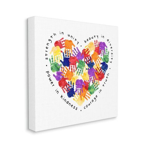 Rainbow Handprint, Handprint Heart, Art Auction Projects, Heart Canvas, Heart Graphic, Collaborative Art, Handprint Art, Stupell Industries, Baby Art