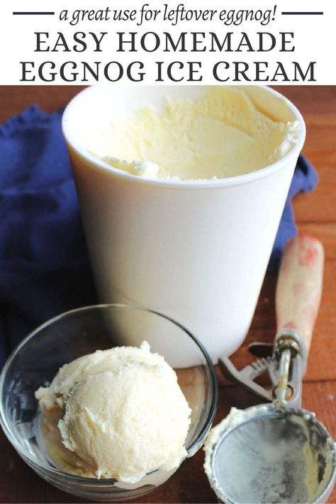 Turn extra eggnog into creamy homemade ice cream with this easy 5 ingredient eggnog ice cream recipe. It is the perfect way to enjoy the flavors of the season. Eggnog Ice Cream Recipe, Gourmet Ice Cream Recipes, Christmas Ice Cream Desserts, Eggnog Ice Cream, Frozen Treats Recipes, Holiday Ice Cream, Gourmet Ice Cream, Thanksgiving Sweet Treats, Homemade Eggnog