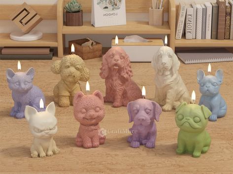 9 Styles dog silicone mold-Cute puppy candle mold-Scented candle mold-Pet Dog plaster ornament mold-Concrete/Raysin mold-Puppy Resin Mold by CraftMoreStore on Etsy Plaster Craft, Dog Soap, Dog Candle, Candle Molds Diy, Soap Craft, 3d Dog, Teddy Dog, Diy Aromatherapy, Silicone Candle Molds