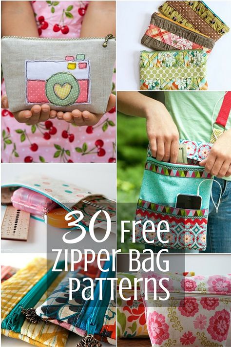 Zipper Bag Pattern Inspiration | Sewing With Scraps #freesewingpatterns Zip Bags To Sew, Handmade Fabric Bags Free Pattern, Fabric Bags Pattern Free, Zipper Bag Tutorial, Zipper Bag Pattern, Sewing With Scraps, Zippered Pouches, Zipper Crafts, Boxy Bags