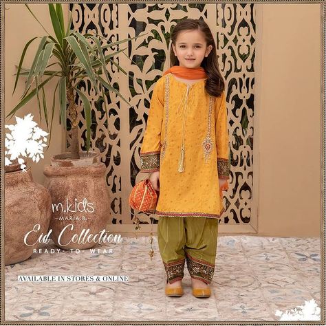 MariaBKids on Instagram: “Maria B’s latest MKids Ready-To-Wear Eid Collection’21 with signature silhouettes & traditional designs. Discover our range of adorable…” Pakistani Kids Dresses, Short Frock, Wedding Dresses For Kids, Net Dress, Chiffon Collection, Kids Designer Dresses, Maria B, Buy Dresses Online