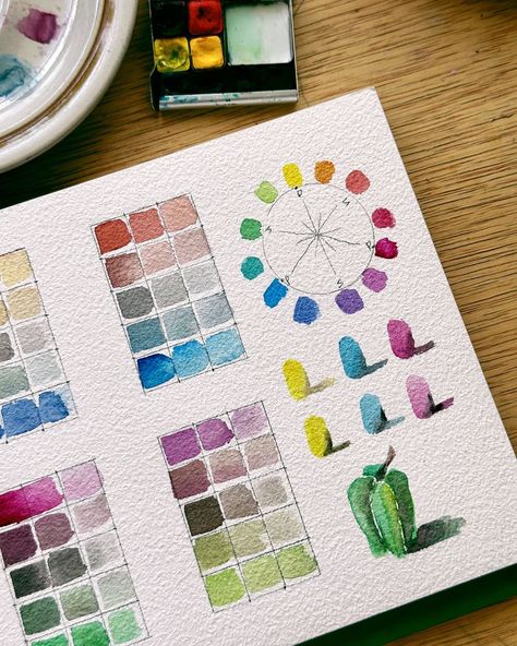 Kristin Van Leuven | Watercolor artist and instructor | Viridian and rose…a beautiful match made in heaven. Typically green and red cancel each other out because they’re complementary. However,… | Instagram Color Theory Watercolor, Watercolor Skin Tones, Painting Shapes, Polina Bright, Basic Watercolor, Watercolor Mixing, Watercolor Tips, Color Study, Colour Theory