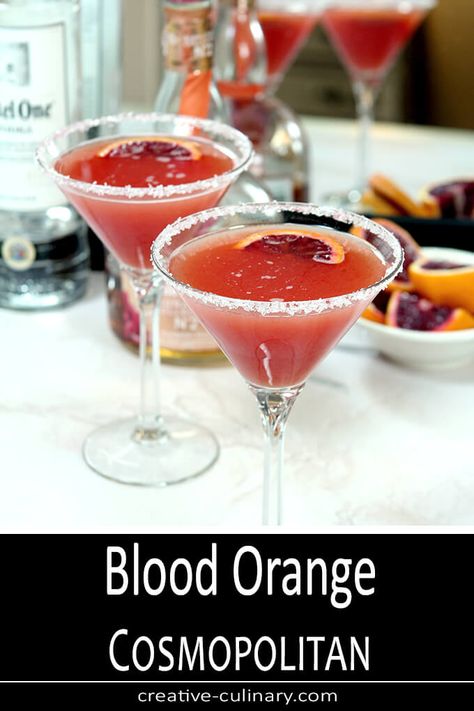 Orange Cosmopolitan, Blood Orange Martini, Blood Orange Vodka, Blood Orange Recipes, Cosmopolitan Drink, Blood Orange Cocktail, Orange Liquor, Orange Vodka, Orange Cocktails