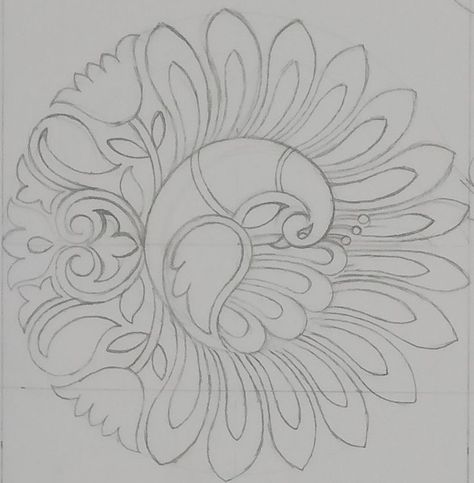 Cool Designs To Draw Pattern Simple, Aari Figure Work, Pichwai Drawing Outline, Outline Rangoli Designs, Rangoli Designs Pencil Drawing, Rangoli Outline Designs, Kalamkari Drawing Easy, Kalamkari Designs Sketches, Peacock Aari Work Designs Drawing