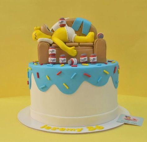 Homer Simpson Birthday, Homer Simpson Cake, Simpsons Birthday, Simpsons Cake, Baking Decor, Retirement Party Ideas, The Simpson, Kids Cakes, Cute Birthday Cakes