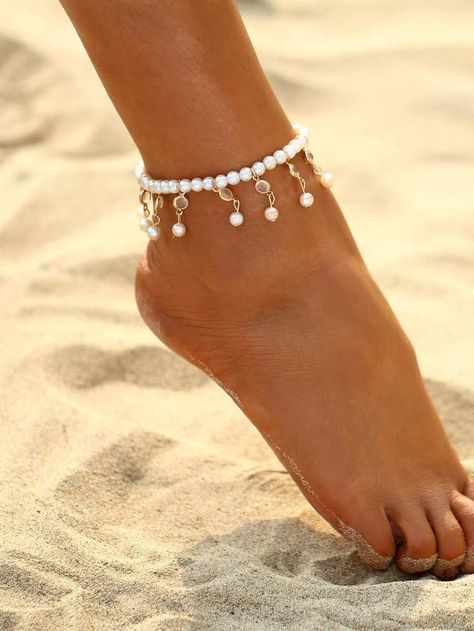 Anklets Online, Hammered Silver Jewelry, Anklet Designs, Crystal Anklet, Foot Bracelet, Beaded Ankle, Beaded Anklet, Ankle Jewelry, Women Anklets