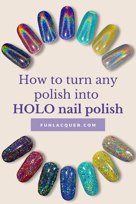 Holographic Gel Polish, Holographic Nails Design, Holographic Manicure, Hologram Nails, Gel Nail Colours, Holographic Nail Designs, Nail Varnish Colours, Holographic Nail Art, Holo Nail Polish