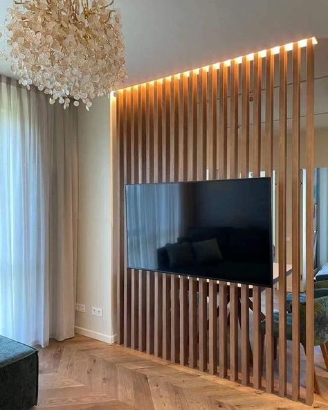 Rotating Tv Wall, Tv Wall Idea, Rotating Tv, Motorized Tv Lift, Tv Lift, Stairs In Living Room, Wooden Room Dividers, Design Tv, Latest Living Room Designs