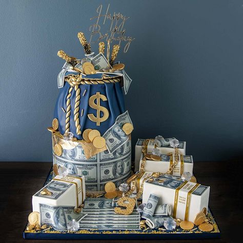 Money Cake Ideas For Men, Money Birthday Cake, Money Birthday, Money Cakes, Rodjendanske Torte, Lover Wedding, Tiered Cakes Birthday, Special Birthday Cakes, Money Cake