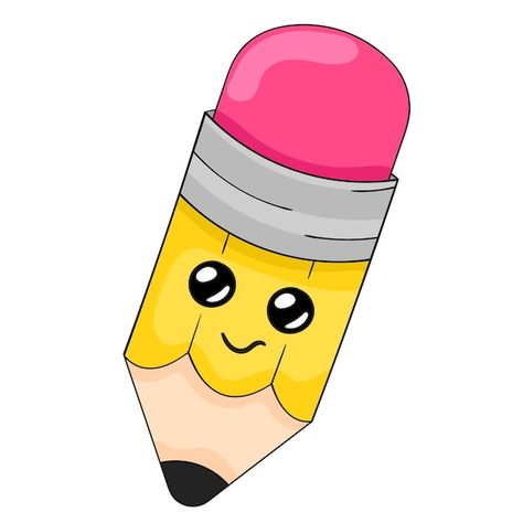 Pencil with cute face cartoon character ... | Premium Vector #Freepik #vector #cartoon-logo #character-logo #mascot #cartoon-mascot Pencil Images Clip Art, Cute Face Cartoon, Pencil Clip Art, Cartoon Pencil Drawing, Cartoon Character Art, Pencil Vector, Lunchbox Notes For Kids, Pencil Clipart, Pencil Cartoon