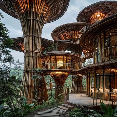 Sustainable Bamboo Abode, #Bali, Indonesia by Kowsar Noroozi @k.noroozi97. 🔗 https://www.amazingarchitecture.com/visualization/sustainable-bamboo-abode-bali-indonesia-by-kowsar-noroozi Kowsar Noroozi: The use of bamboo as the primary construction material for these volumes not only lends a sustainable touch but also infuses the design with an organic essence that harmonizes with nature. Bamboo, known for its strength and flexibility, allows for innovative structural solutions, creating spac... Riad Floor Plan, Bamboo House Bali, Air Architecture, Philippine House, Bamboo House Design, Bali House, Bamboo Structure, Resort Architecture, Bamboo Architecture