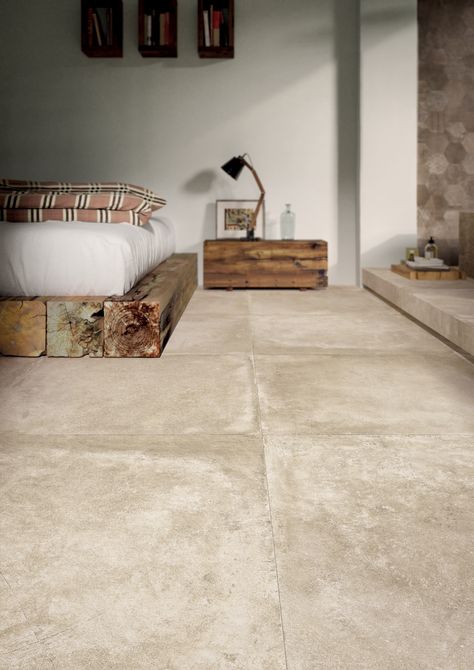 Ivory Tile Bedroom Floor Ideas, Tile Floor Bedroom, Stone Floor Tiles, Ivory Concrete Floor, Bedroom Tiles Floor Ideas, Concrete Floors Living Room, Modern Floor Tiles, Tile Bedroom, Natural Stone Tile Floor