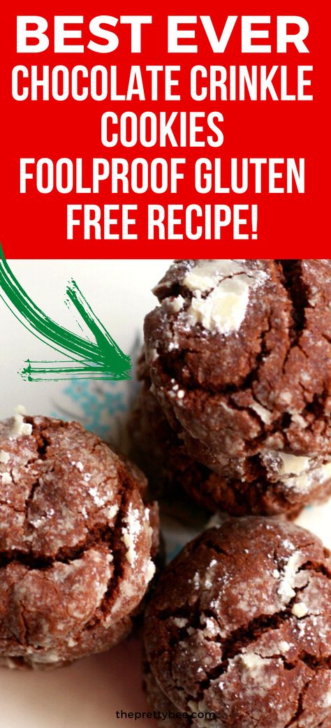 Gluten Free Crinkle Cookies, Gluten Free Vegan Cookies, Homemade Chocolate Candy, Vegan Gluten Free Cookies, Gluten Free Dairy Free Dessert, Dairy Free Recipes Dessert, Food Sensitivity, Best Gluten Free Desserts, Chocolate Crinkle