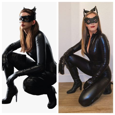 Cat Woman Anne Hathaway, Bat Woman Costume, Cat Woman Halloween Costume, Cat Women Halloween Costumes, Batwoman Costume, Dark Knight Costume, Batgirl Halloween, Batgirl Halloween Costume, Catwoman Halloween Costume