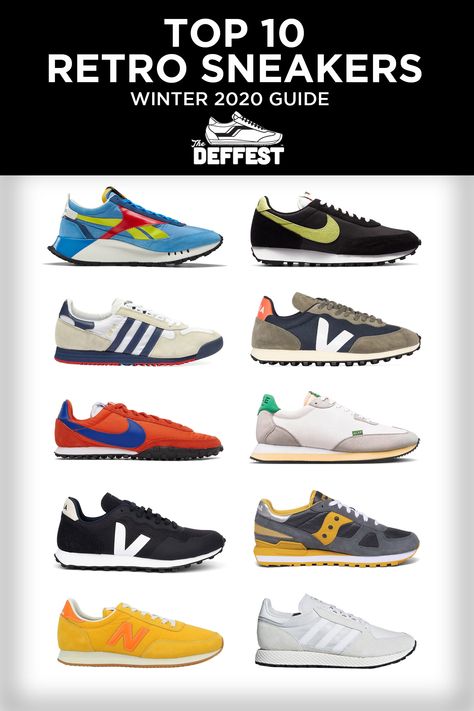 A curated list of the top 10 retro sneakers out now. Men’s Sneakers 2023, Vintage Sneakers Retro, Trendy Shoes Sneakers Men, Men’s Sneakers, Nike Retro Sneakers, Sneaker Ads, Sneaker Head Men, Trendy Tennis Shoes, Vintage Guide